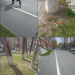 Окраска бордюров на стыке проезжей части и тротуара придомовой территории МКД по адресу улица Мельникайте 97 | 28 апреля 2026 года Окраска бордюров на стыке проезжей части и тротуара придомовой территории МКД по адресу улица Мельникайте 97 | 28 апреля 2026 года